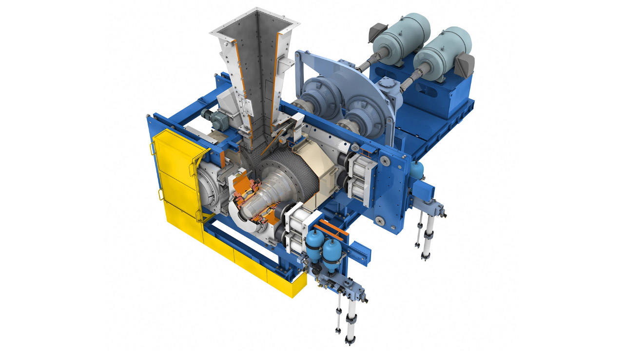 Cutaway illustration of a High-Pressure Grinding Roller mill.